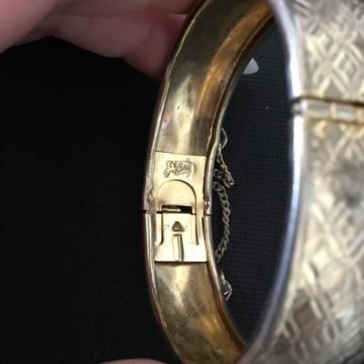 Vintage, Coro Marked gold tone hinged bangle bracelet