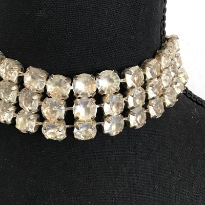 Vintage, large, rhinestone, choker, necklace, glass