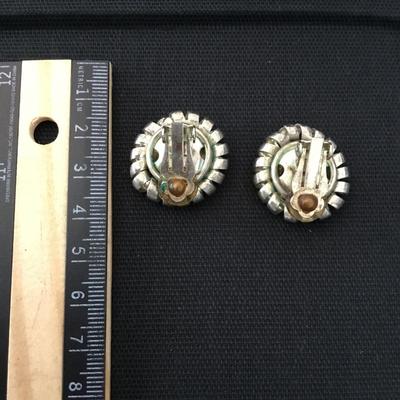 Vintage Gun metal, gray, circular clip on earrings