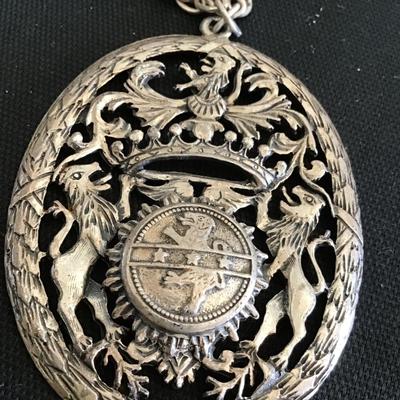 Griffin Dragon Crest Pendant 800 Fine Silver Vintage