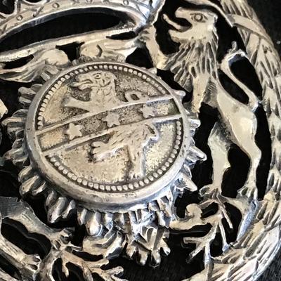 Griffin Dragon Crest Pendant 800 Fine Silver Vintage