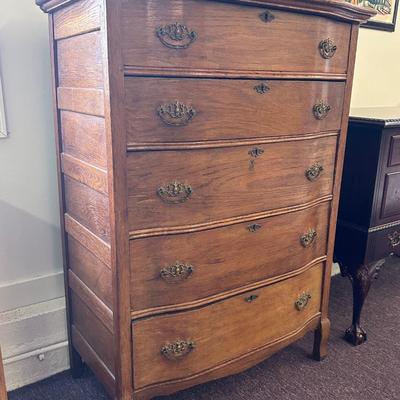 Vintage Solid Five Drawer Chest of Drawers