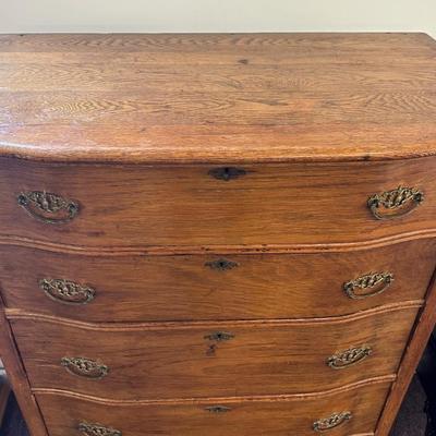 Vintage Solid Five Drawer Chest of Drawers