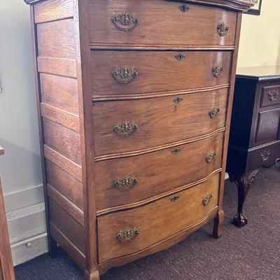 Vintage Solid Five Drawer Chest of Drawers