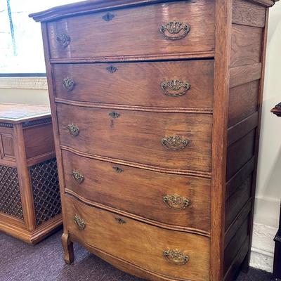 Vintage Solid Five Drawer Chest of Drawers
