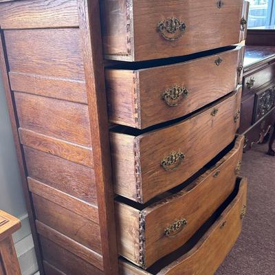 Vintage Solid Five Drawer Chest of Drawers