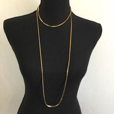 Vintage extra long, gold tone, flapper style necklace