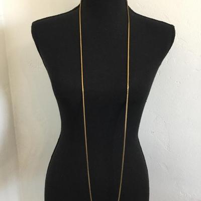 Vintage extra long, gold tone, flapper style necklace