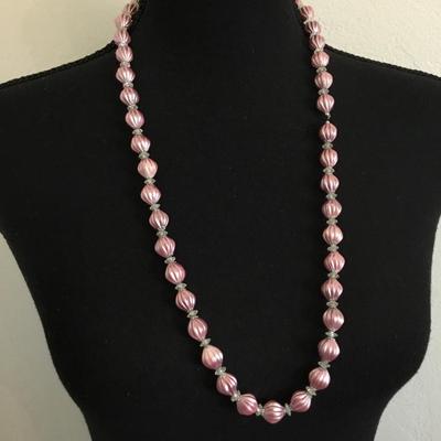 Vintage, pink beaded necklace