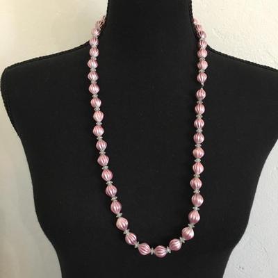 Vintage, pink beaded necklace
