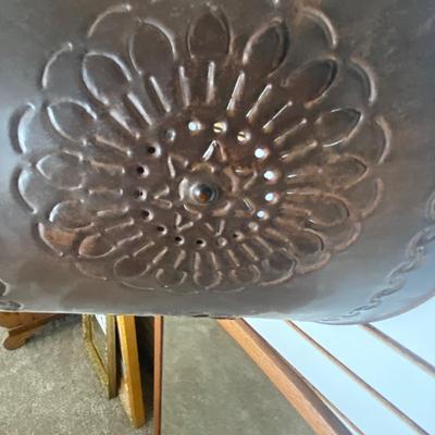 LARGE METAL LAMPSHADE AND A WALL MIRROR