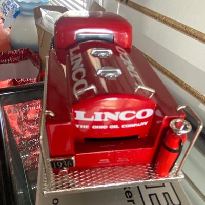1936 DIE CAST DODGE TANKER TRUCK COIN BANK AND VINTAGE NIB SNOOPY’S HARP