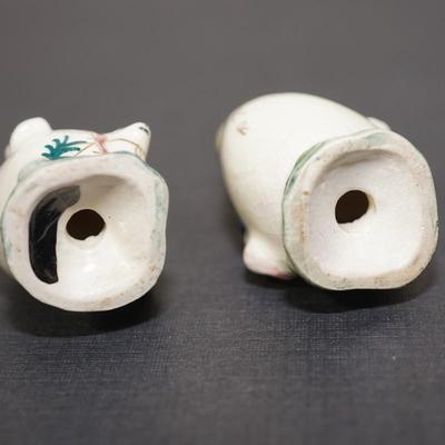 ANTIQUE GERMAN EGG SHAPED BUNNIES WITH CHILDREN RIDING ON THE BACKS