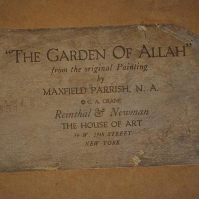 MAXFIELD PARRISH "THE GARDEN OF ALLAH" 1918 IN ORIGINAL DECO FRAME
