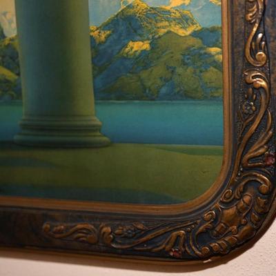 MAXFIELD PARRISH "DAYBREAK" IN ORIGINAL ART DECO FRAME EARLY 1900'S