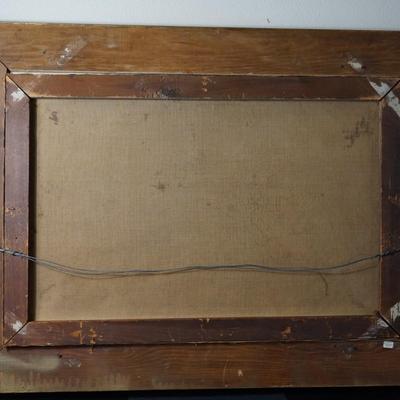 L.G STUDLEY 19TH CENTURY OIL PAINTING OF "LAKE MOREY: OF VERMONT/ORIGINAL GESSO FRAME