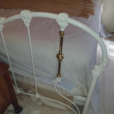 King Size Bed- Painted Iron with Brass Accents