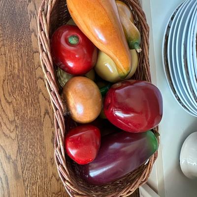 Breakfast Room - Wood Fruit, Mexican Glassware, Pier One Plates
