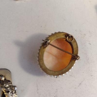 Collection of Cameo Design Brooches, Pendants, Scarf Clips (#7)