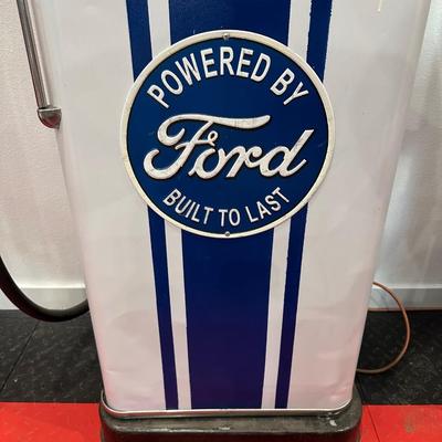 AUTHENTIC RETRO FORD SALES SERVICE GAS PUMP WITH GLOBE
