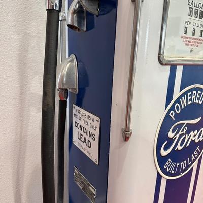 AUTHENTIC RETRO FORD SALES SERVICE GAS PUMP WITH GLOBE