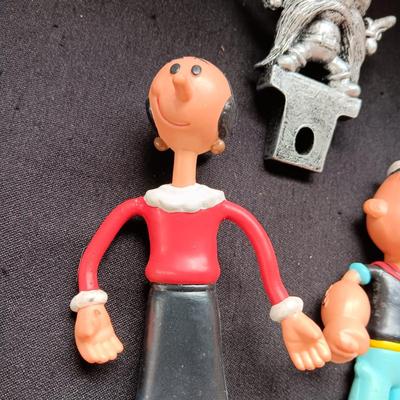 POPEYE AND OLIVE OIL RUBBER FIGURES AND YOSEMITE SAM LICENSE PLATE DECOR