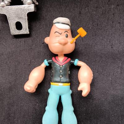 POPEYE AND OLIVE OIL RUBBER FIGURES AND YOSEMITE SAM LICENSE PLATE DECOR