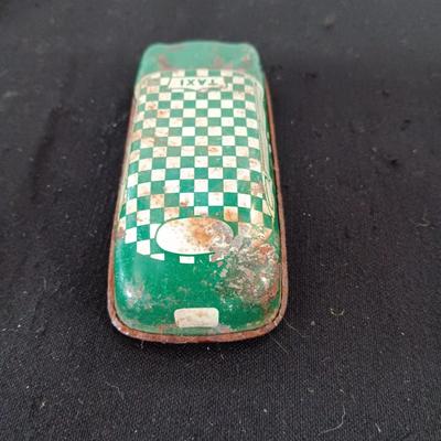 TIN WIND UP TOY BOAT AND TIN TAXI