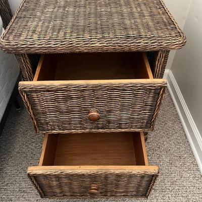 Wicker Queen Headboard with Bed Frame & Matching Nightstand (GB-MG)