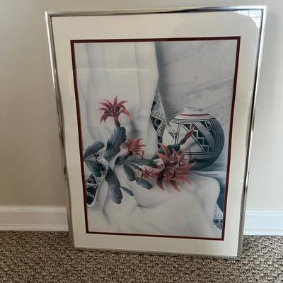 Three Metal Framed Pieces of Floral Art (GB-MG)