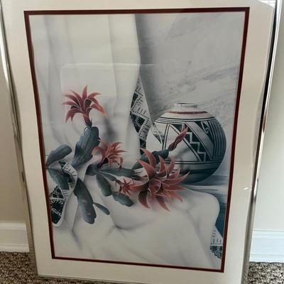 Three Metal Framed Pieces of Floral Art (GB-MG)