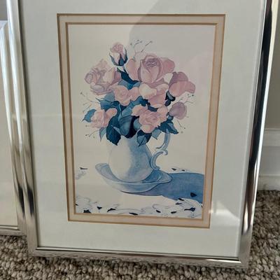Three Metal Framed Pieces of Floral Art (GB-MG)