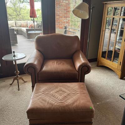 Custom Leather Chair and Ottoman