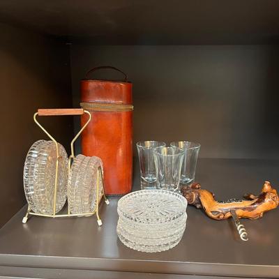 Double Hip Flask Set, Glasses, Coasters & Corkscrew (LR-MG)