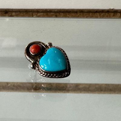 STERLING SILVER AND TURQUOISE PIERCED EARRINGS