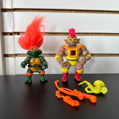 NINJA TURTLES TROLL "MIKE" 1994 & 1992 "ACE" STONE PROTECTOR ACTION FIGURES