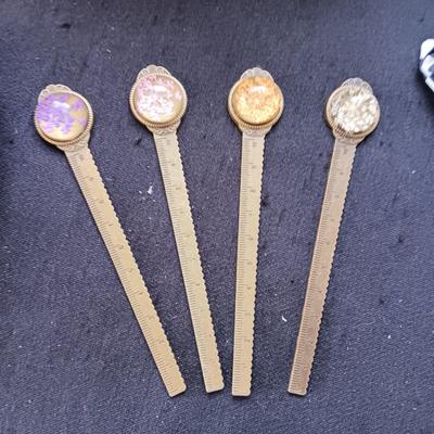 WOODEN INLAID HAND MIRROR, HAIR SCRUNCHIES AND LETTER OPENERS