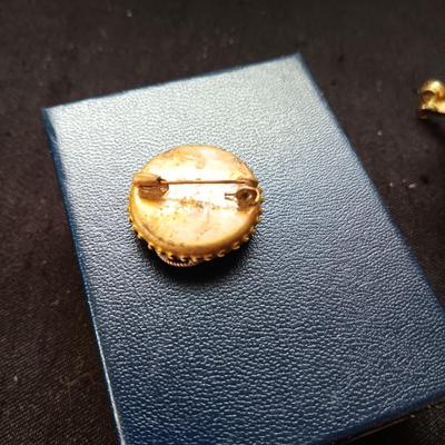 MOZAIC ITALIAN PIN, MARBLE EGG, LETTER OPENERS AND HALCYON DAYS ENAMEL TRINKET BOX