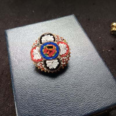MOZAIC ITALIAN PIN, MARBLE EGG, LETTER OPENERS AND HALCYON DAYS ENAMEL TRINKET BOX