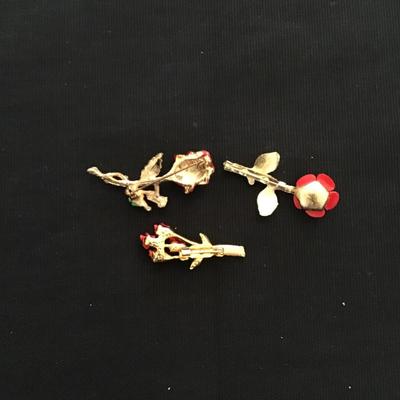 Vintage set of 3 rose brooches