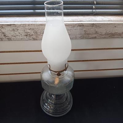 GLASS OIL LAMP, LETTER OPENERS AND TABLE LIGHTER