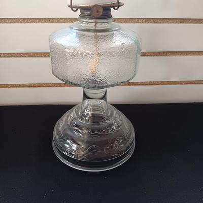 GLASS OIL LAMP, LETTER OPENERS AND TABLE LIGHTER