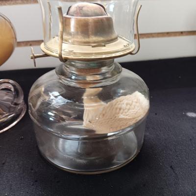 QUEEN - ANNE AND CLEAR GLASS OIL LAMPS