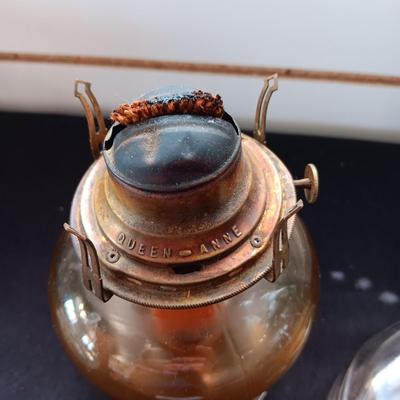 QUEEN - ANNE AND CLEAR GLASS OIL LAMPS