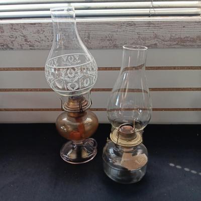 QUEEN - ANNE AND CLEAR GLASS OIL LAMPS