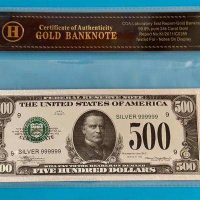 Cert. of Authenticity Gold Banknote