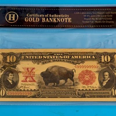 Cert. of Authenticity Gold Banknote