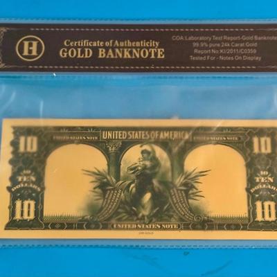 Cert. of Authenticity Gold Banknote