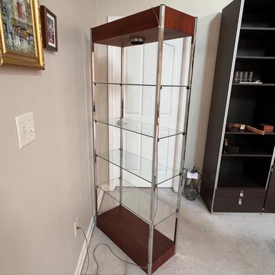 Mid Century Modern Style Shelving Unit with Light (LR-RG)