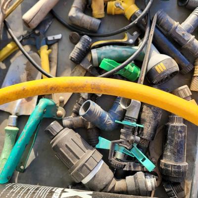 Lot of garden items and treble light